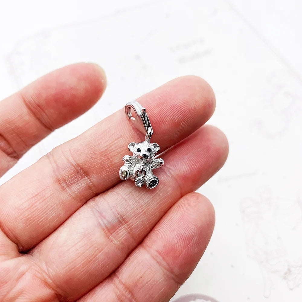 Damen-Charm-Anhänger Teddybär Pullover süß aus Sterlingsilber