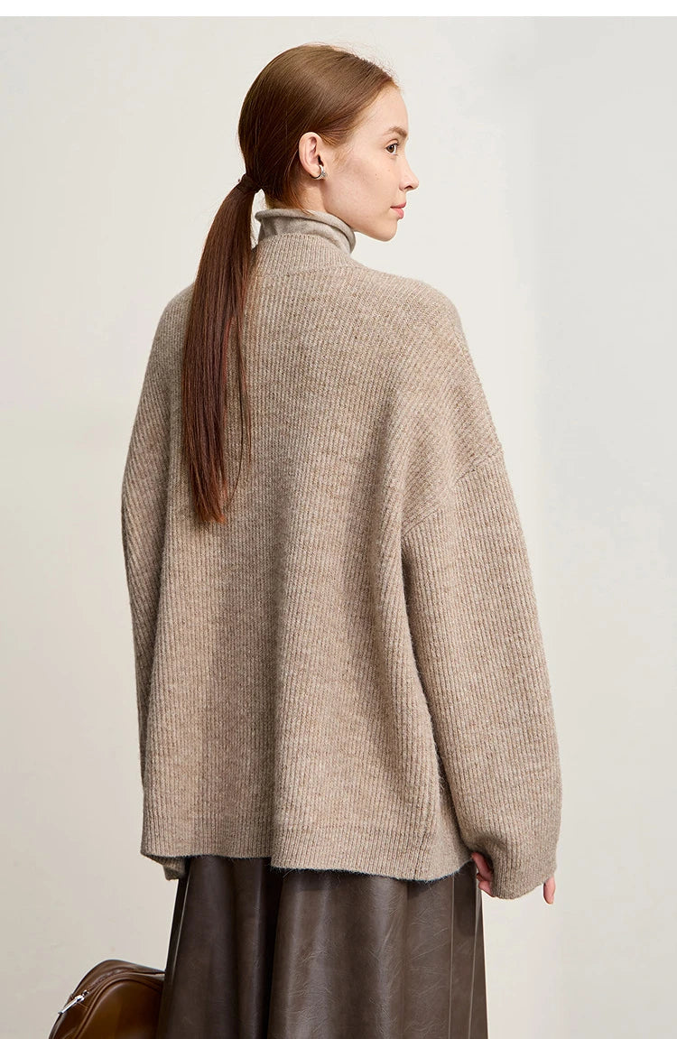 Damen V-Ausschnitt Cardigan lang Wolle-Mix offen Winter