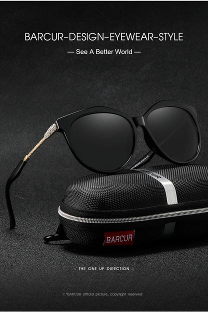 Damen-Sonnenbrille Cat Eye oval Farbverlauf Spiegel polarisiert
