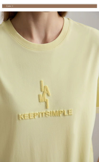 Damen Freizeit-T-Shirt mit Rundhalsausschnitt und Farbblockierung für den Sommer