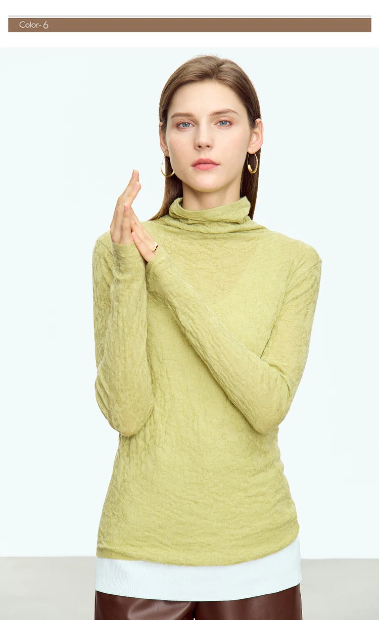 Damen-Rollkragenpullover Wolle Slim einfarbig Büro Winter