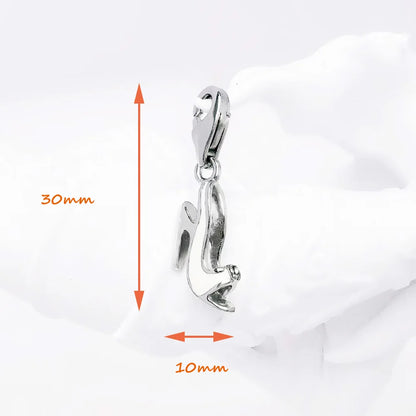 Damen-Charm weiße High Heels baumelnder Charm aus Sterlingsilber