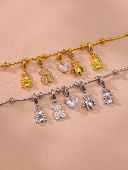 Damen-Charm-Armband mit Bär-Anhänger und Zirkonia
