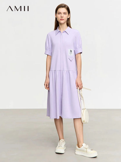 Perfektes Damen Sommerkleid Mit Umlegekragen Für Büro