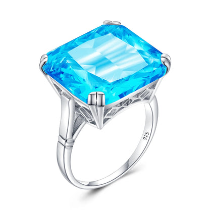 Damen-Ring aus Silber 925 mit Großem Quadratischem Citrin-Stein im Signet-Stil für Hochzeit und Festliche Anlässe