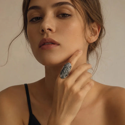 Damen-Ring Maori-Tattoo kulturell aus Sterlingsilber