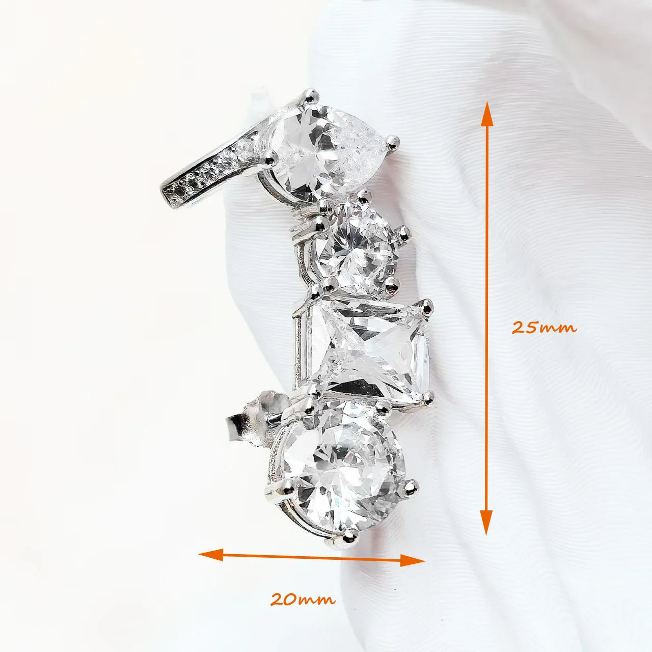 Damen-Einzelohrstecker Climber weißer Zirkon glamourös aus Sterlingsilber