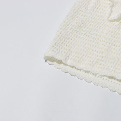 Eleganter Damen-Minirock mit hohem Bund und Rüschen im Patchwork-Design – figurbetont und modisch.