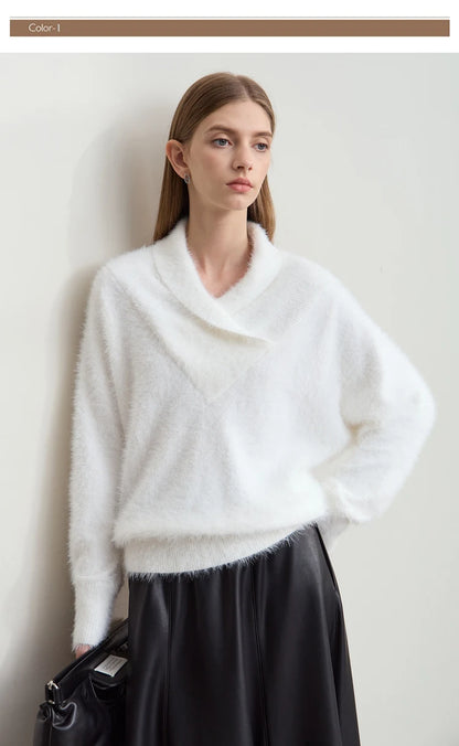 Damen-Rollkragenpullover locker Fledermausärmel Winter