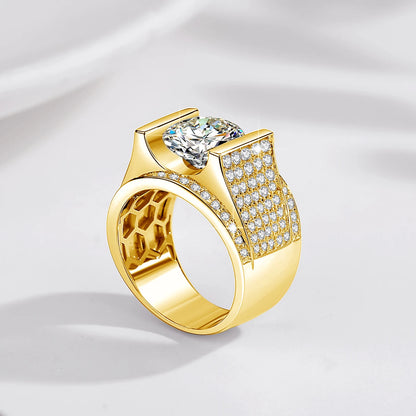 Herren-Ring Moissanit Silber 925 mit Zertifikat 10 mm Stein Alltag und Festlichkeiten hochwertig