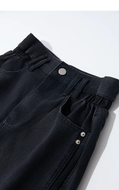 Damen Shorts Baumwoll-Denim Lässig Locker Gerade Vintage Modische Taschenjeans