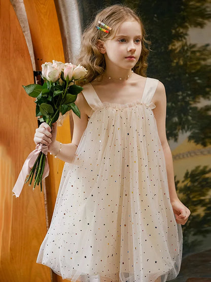 Blauer Blumen-Bubbelrock aus Gaze für Mädchen – Frühlings- und Sommerkleid, süßes Prinzessinnen-Design, Größen 110cm-170cm
