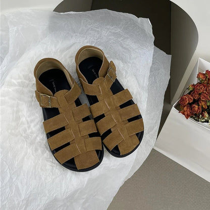AIYUQI Damensandalen 2025, neue gewebte hohle römische Sandalen für Frauen, Sommer, große Schweinekäfig-weibliche Schuhe