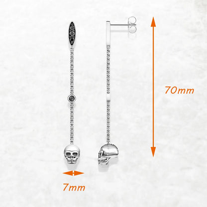 Damen-Tropfenohrringe Totenkopf Vintage aus Sterlingsilber
