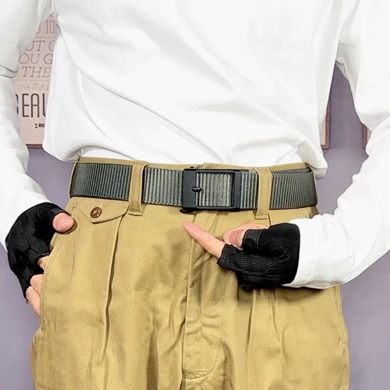 Herren-Gürtel aus Nylon 3,8 cm Breite verstellbar mit automatischer Schnalle für Alltag und Abenteuer
