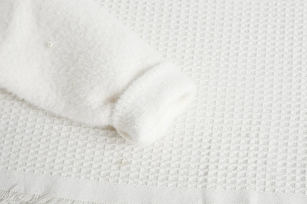Mädchen Pullover mit niedlichem Bogen und Perlen für die Herbstsaison