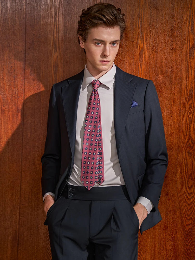 Hochwertiger Herrenanzug aus 50% Wolle: Slim Fit, Tiefblau, Business & Hochzeit, Größe 58-6XL