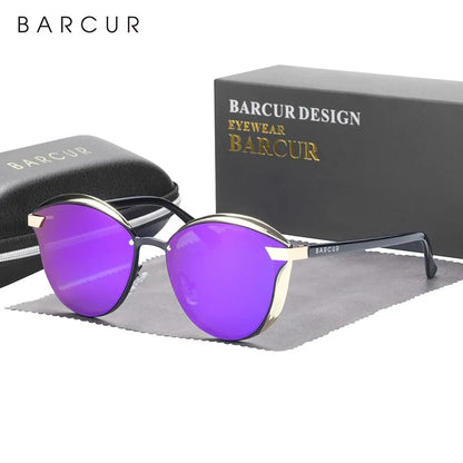 Damen-Sonnenbrille rund Katze Farbverlauf polarisiert UV400 B