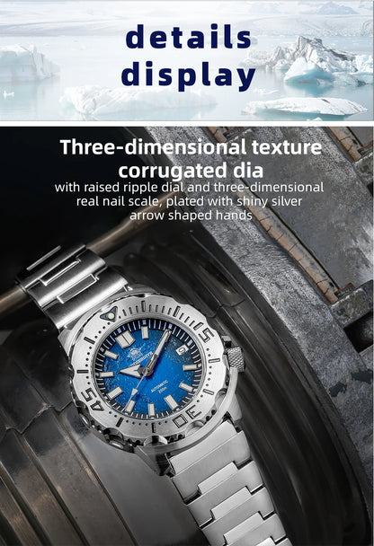 Herren-Taucheruhr mit Surf-Blue-Zifferblatt und NH35-Automatikwerk
