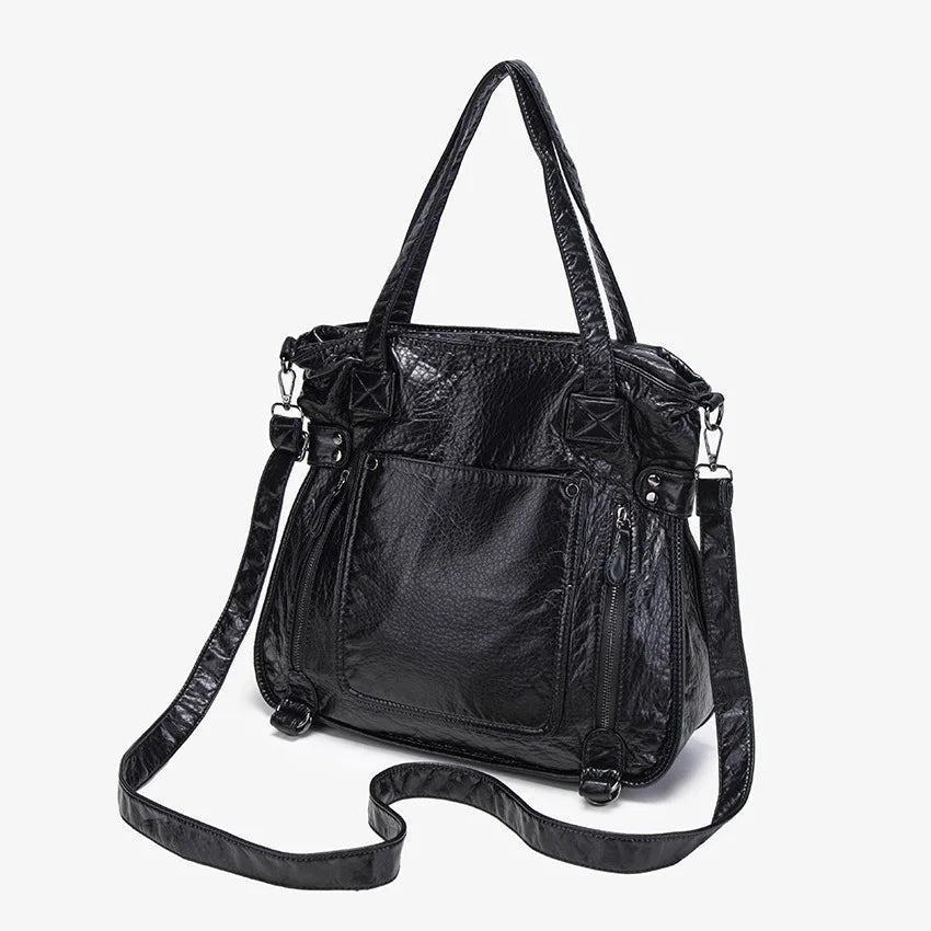 Damen-Handtasche aus weichem Leder mit Mehrfachfächern Große Umhängetasche mit Top-Griff