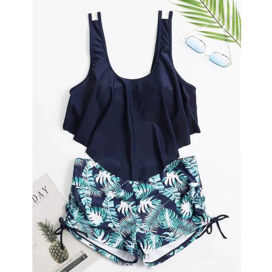 Summer Ruffles Swimsuits Tankini Sets Female Swimwear Sports Beach Wear Two-Piece Bathing Suits Pool Women Swimming Suit 2025