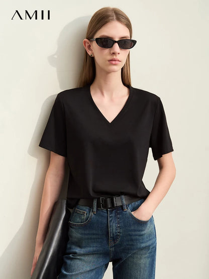 Damen Kurzarm-T-Shirts mit V-Ausschnitt und Sonnenschutz für kühles Gefühl