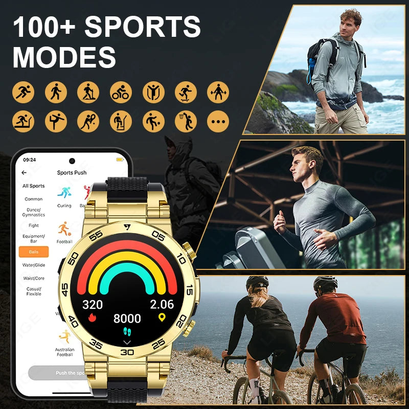 LIGE Neue 1,53 "Bluetooth Anruf Smart Uhr Männer Outdoor Sport Fitness LED Taschenlampe Herzfrequenz Smartwatch Für Android IOS telefon