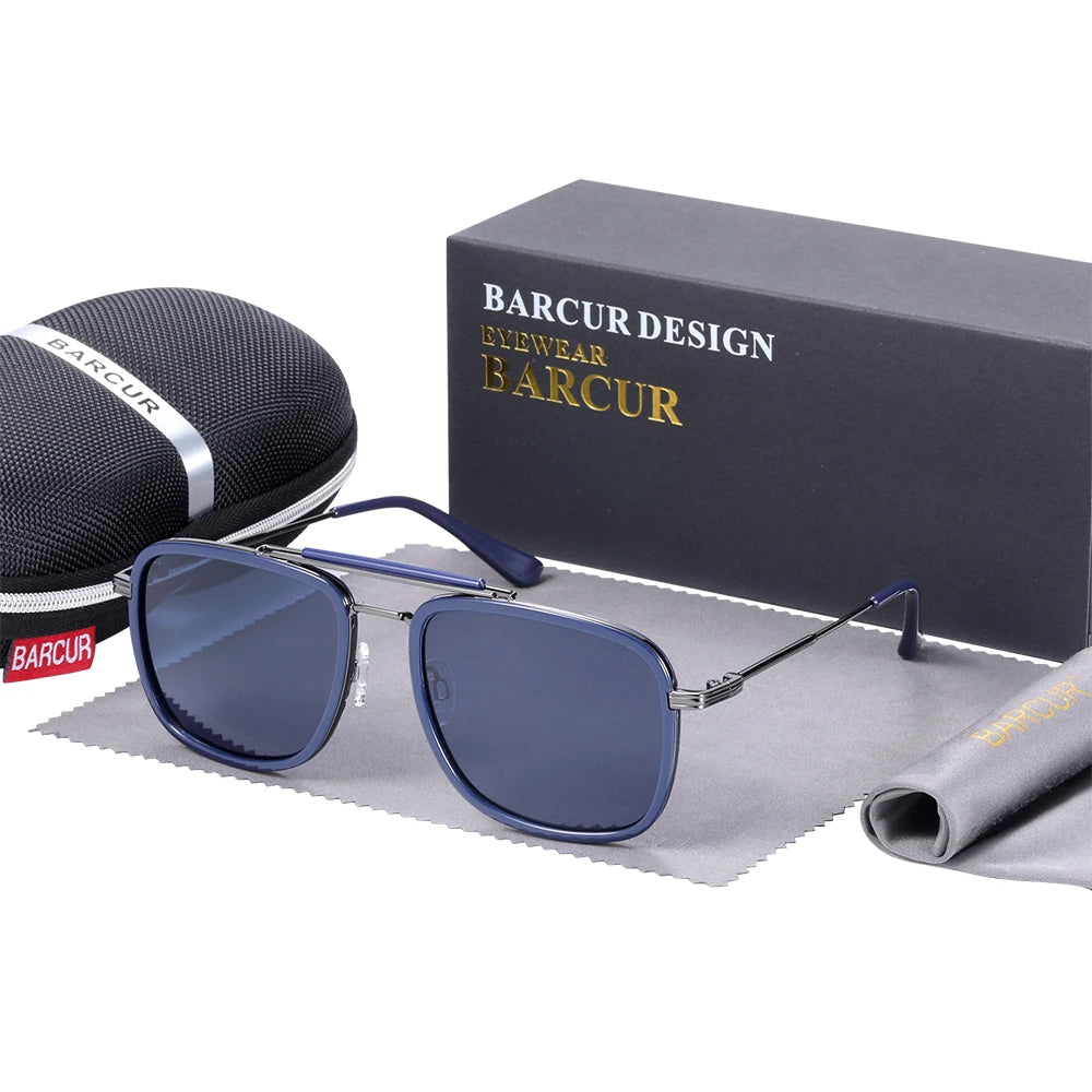 Sonnenbrille quadratisch Luxus Farbverlauf polarisiert Spiegel Herren