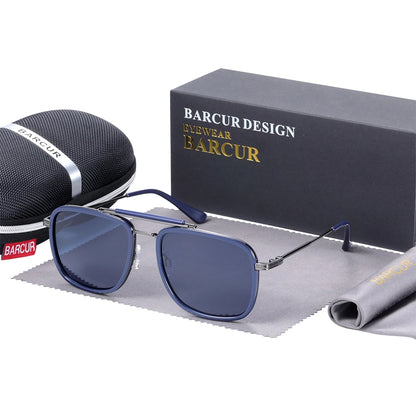 Sonnenbrille quadratisch Luxus Farbverlauf polarisiert Spiegel Herren