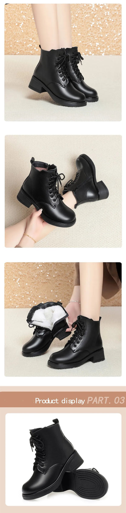 AIYUQI Women Marton Boots Winter 2025 New Genuine Leather Large Size Women Snow Boots Anti-Slip Women Motorcycle Boots
