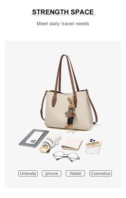 Damen Handtasche aus Split-Leder mit großer Kapazität