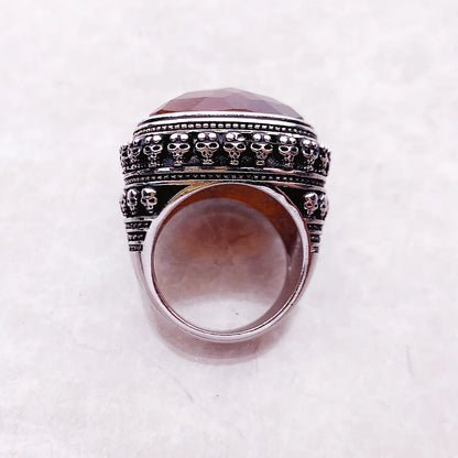 Damen-Ring Tigerauge Totenkopf Vintage aus Sterlingsilber
