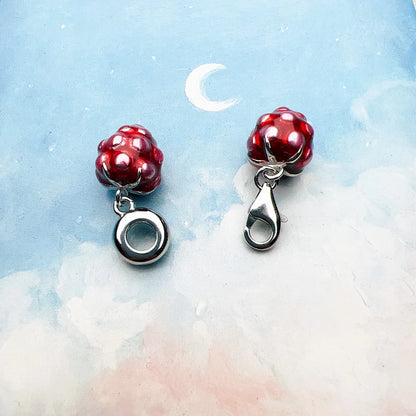 Damen-Charm-Anhänger rote Himbeere romantisch süß aus Sterlingsilber