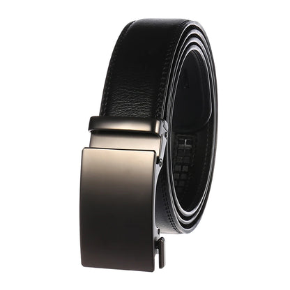 Herren Ledergürtel Mit Automatischer Metallschnalle 3,5 cm Breite Braun 130 cm Länge