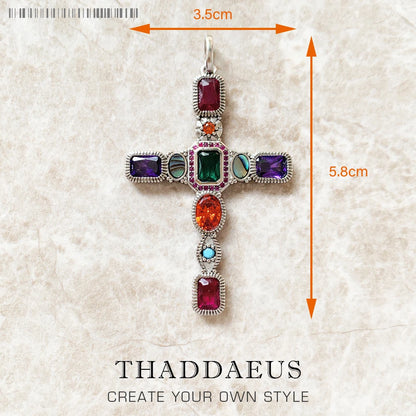 Damen-Charm-Anhänger Kreuz und Krone majestätisch aus Sterlingsilber