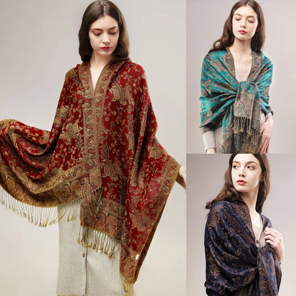 Damen Winterschal Kaschmir Pashmina Luxus Druck warm Stolen Foulard Baumwolle