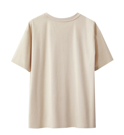 Damen T-Shirt im Minimalismus-Stil mit O-Neck und coolen Ink-Art Print