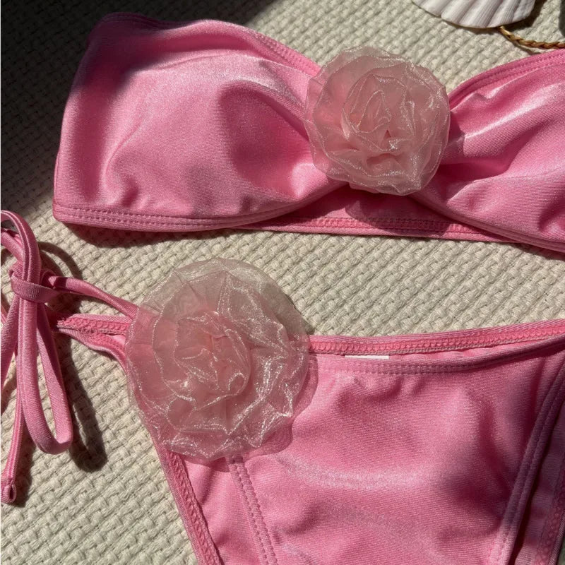 Sexy Bikini-Set mit Push-up-Effekt – Solides Design für Strand und Pool
