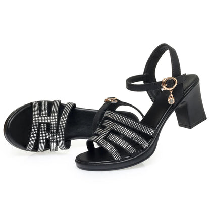 Damen Sandalen Dicker Absatz High Heels Römisch