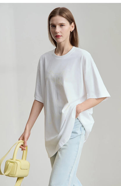 Damen T-Shirt mit Druck im lässigen Rundhals-Stil für das Büro