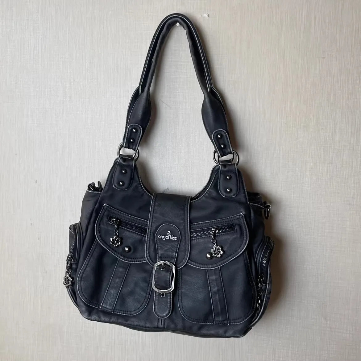 Damen-Handtasche aus PU-Kunstleder mit Top-Handle, Reißverschluss und Mehrfachfächern