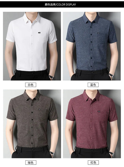Sommerliches Herren-Kurzarmshirt in Unifarbe – modisches, lässiges Cardigan-Hemd für Jugendliche