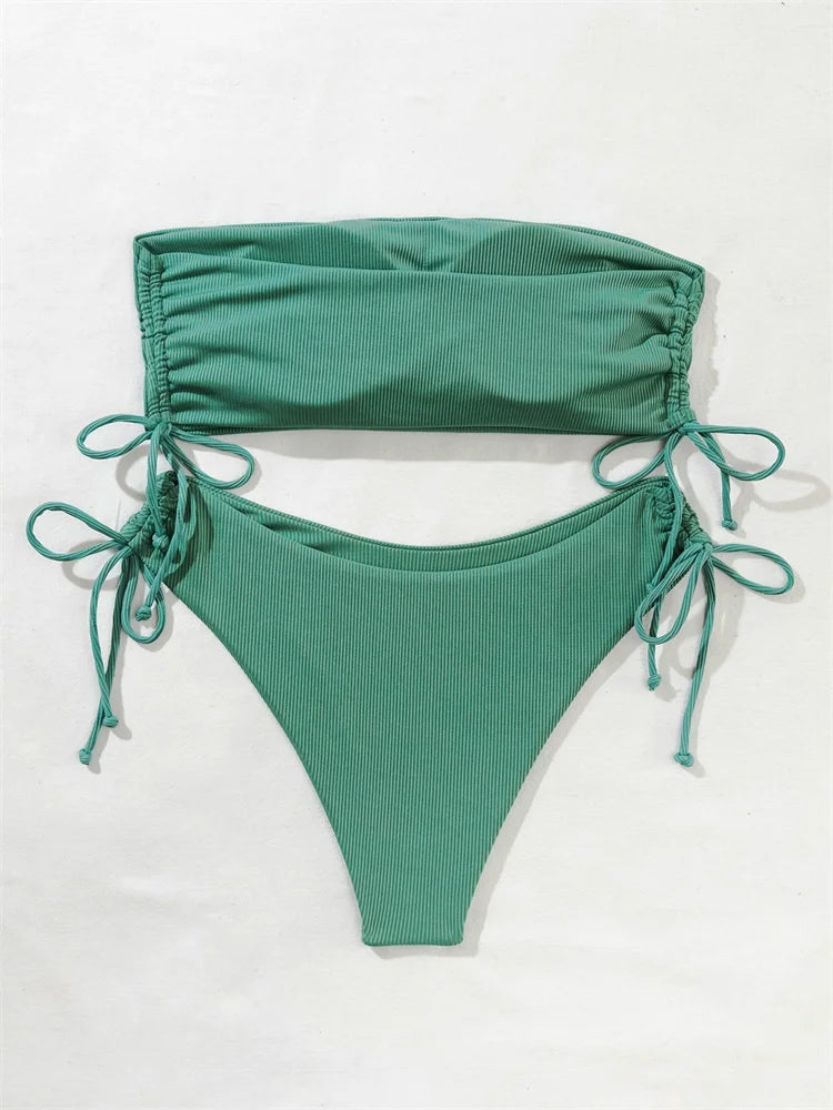 Gestreifter Sexy Bikini für Damen – Zweiteiliges Badeanzug-Set für Strand und Pool
