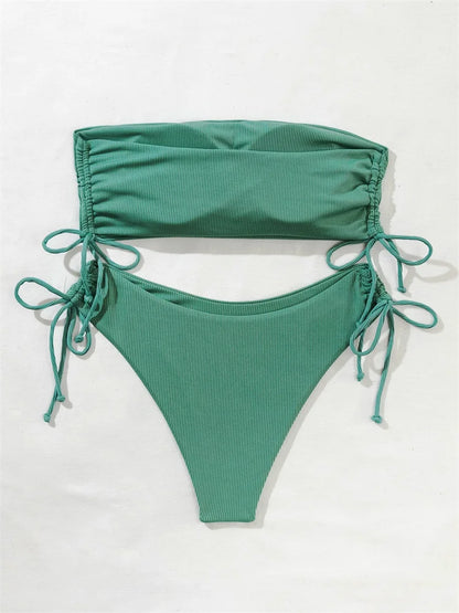 Gestreifter Sexy Bikini für Damen – Zweiteiliges Badeanzug-Set für Strand und Pool