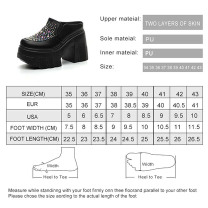 AIYUQI frauen Hausschuhe 2025 Neue Echtes Leder Sommer frauen Hausschuhe Rhindiamonds 11 cm Hohe Zehe Geschlossene Hausschuhe Frauen