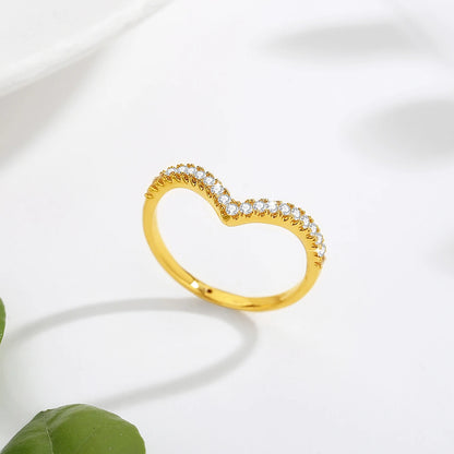 Damen-Ring aus 14 Karat Gold, V-Form Mit Moissanit, Zertifikat 585, Valentinstag Geschenk