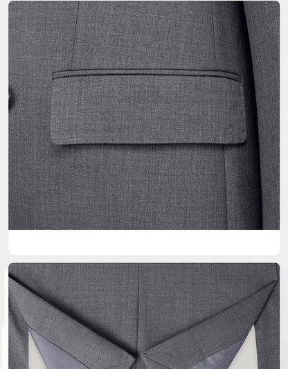 Eleganter Herrenanzug aus 30% Wolle: Grauer Slim-Fit Doppelreiher für Hochzeit & Business