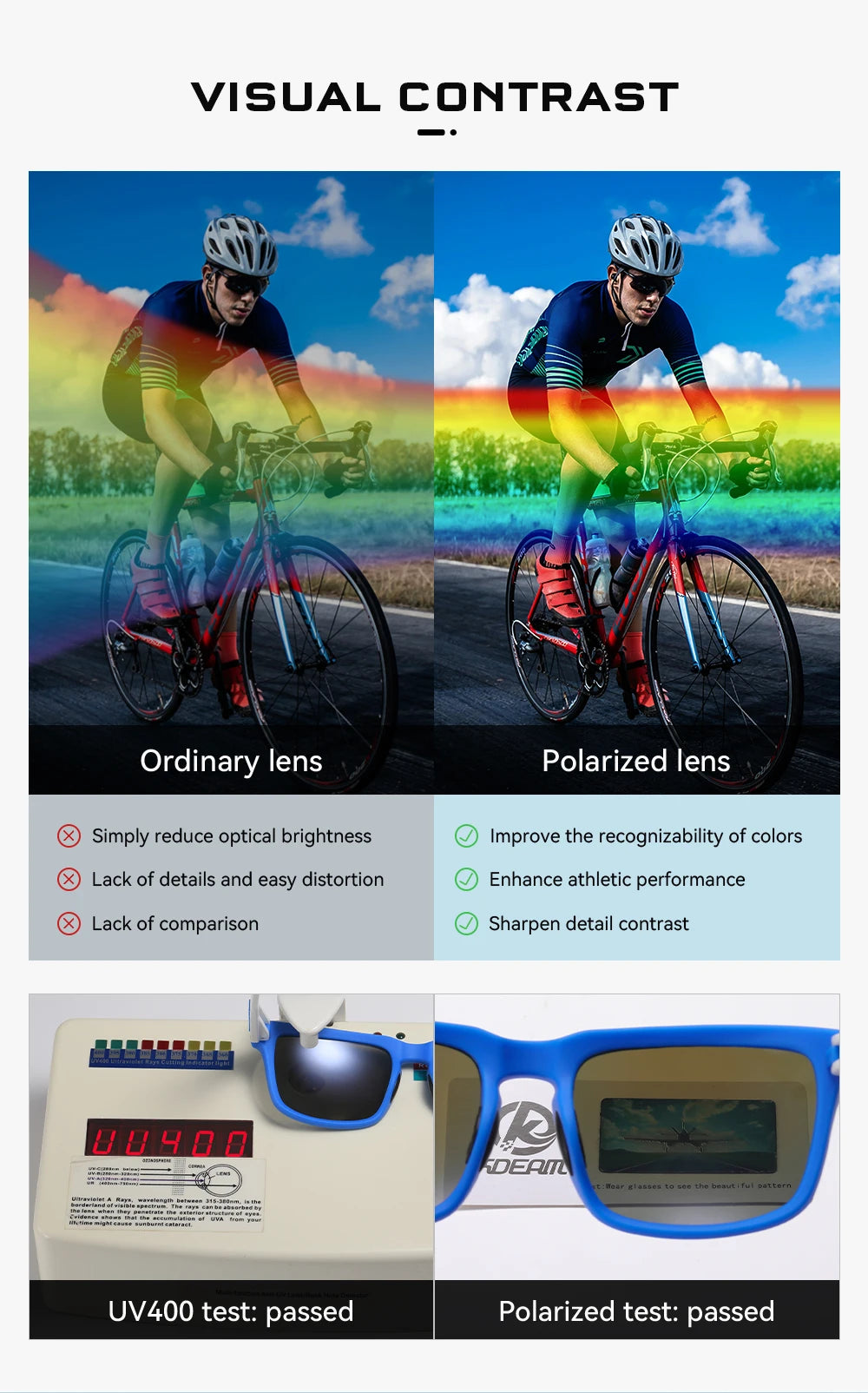 Sonnenbrille polarisiert bunt Outdoor Wandern Reißverschlussetui Unisex