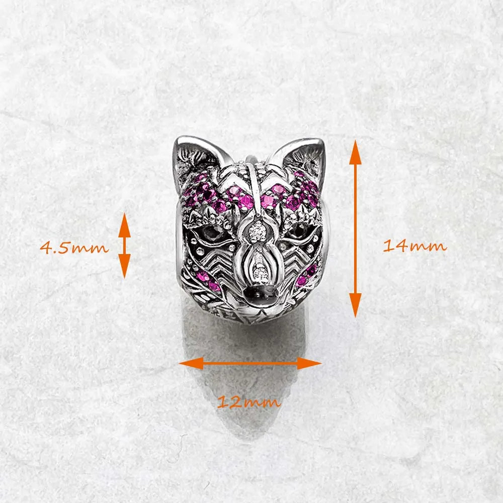 Damen-Charm-Anhänger Fuchs Karma Perlen Vintage aus Sterlingsilber