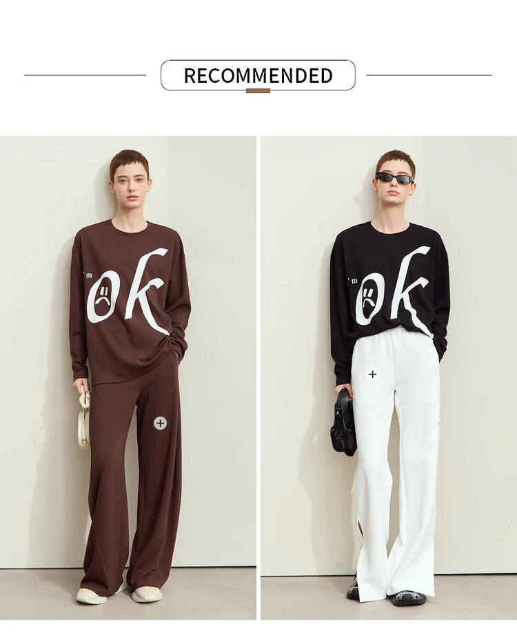 Damen T-Shirt im minimalistischen Stil mit Rundhalsausschnitt und Druckdesign